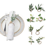 1 τεμ. Δαχτυλίδια για χαρτοπετσέτες από Ευκάλυπτο Creative Faux Leaves Σχάρα για χαρτοπετσέτες Φεστιβάλ γάμου Βάπτισης Τραπέζι Μεταλλική θήκη για χαρτοπετσέτα