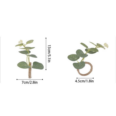 1 τεμ. Δαχτυλίδια για χαρτοπετσέτες από Ευκάλυπτο Creative Faux Leaves Σχάρα για χαρτοπετσέτες Φεστιβάλ γάμου Βάπτισης Τραπέζι Μεταλλική θήκη για χαρτοπετσέτα