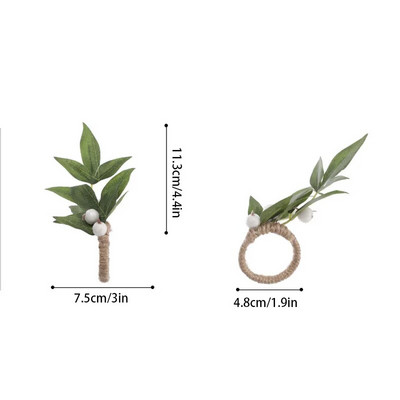 1 τεμ. Δαχτυλίδια για χαρτοπετσέτες από Ευκάλυπτο Creative Faux Leaves Σχάρα για χαρτοπετσέτες Φεστιβάλ γάμου Βάπτισης Τραπέζι Μεταλλική θήκη για χαρτοπετσέτα
