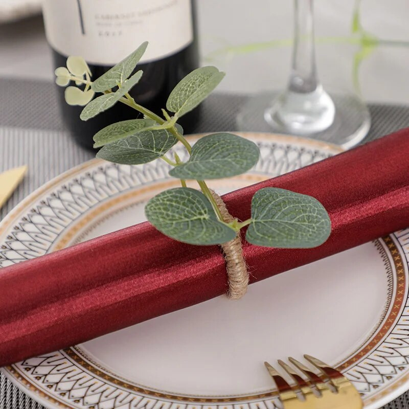 1 τεμ. Δαχτυλίδια για χαρτοπετσέτες από Ευκάλυπτο Creative Faux Leaves Σχάρα για χαρτοπετσέτες Φεστιβάλ γάμου Βάπτισης Τραπέζι Μεταλλική θήκη για χαρτοπετσέτα