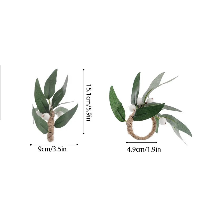 1 τεμ. Δαχτυλίδια για χαρτοπετσέτες από Ευκάλυπτο Creative Faux Leaves Σχάρα για χαρτοπετσέτες Φεστιβάλ γάμου Βάπτισης Τραπέζι Μεταλλική θήκη για χαρτοπετσέτα