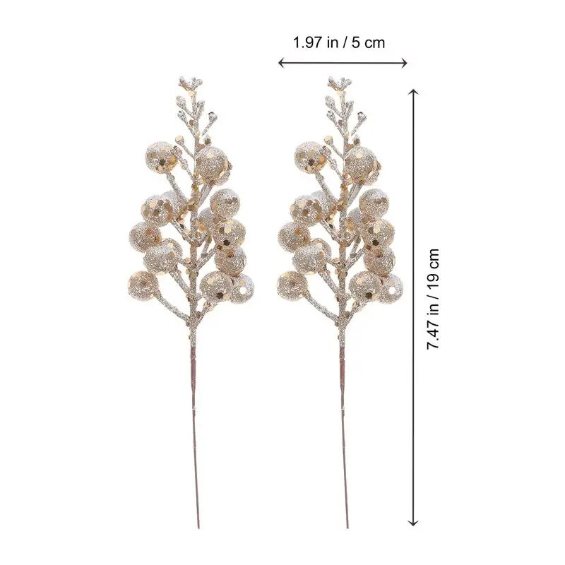 10 τμχ Τεχνητά στελέχη μούρων Glitter Fake Berry Branch για στολίδια στεφάνι χριστουγεννιάτικου δέντρου
