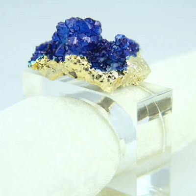 Bezmaksas piegāde Kāzu salvešu gredzeni Zelta sudraba sānu zila dabīgā ahāta salvešu turētājs 2gab