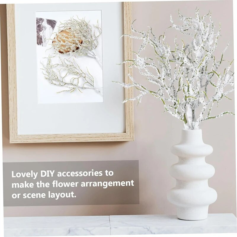 6GAB Mākslīgie augi DIY Ziemassvētku vainags Mājas dekors Kāzu ballīte Dekoratīvie Ziedi Vāze Dekoratīvie puķupodi Viltus PE zars