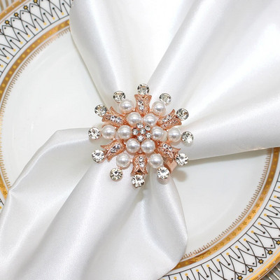 6Gb Rozā zelta salvešu gredzeni Vīnogu salvešu gredzenu turētāji ģimenes svētku vakariņām banketiem kāzu ballīšu galda dekorācijas HWP02