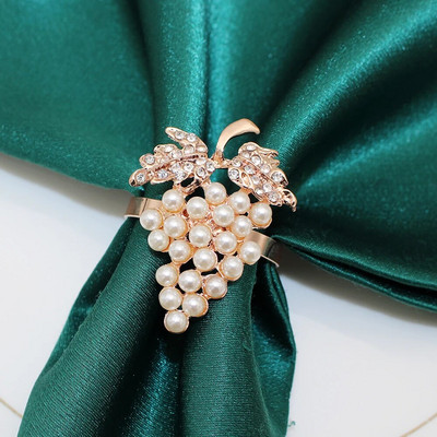 6Gb Rozā zelta salvešu gredzeni Vīnogu salvešu gredzenu turētāji ģimenes svētku vakariņām banketiem kāzu ballīšu galda dekorācijas HWP02