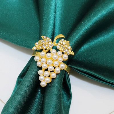 6Gb Rozā zelta salvešu gredzeni Vīnogu salvešu gredzenu turētāji ģimenes svētku vakariņām banketiem kāzu ballīšu galda dekorācijas HWP02