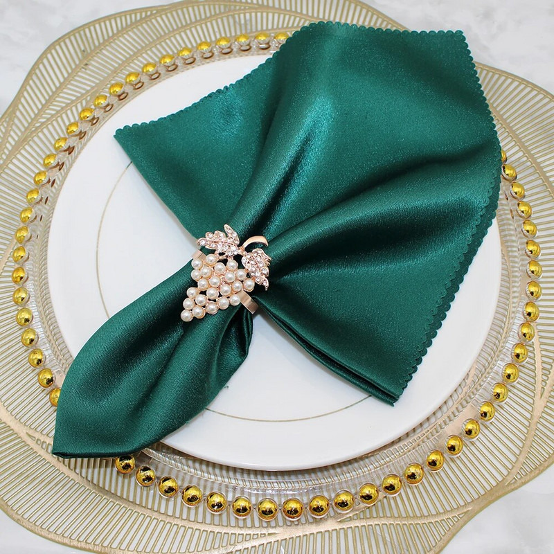 6Gb Rozā zelta salvešu gredzeni Vīnogu salvešu gredzenu turētāji ģimenes svētku vakariņām banketiem kāzu ballīšu galda dekorācijas HWP02