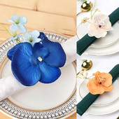 1PC Phalaenopsis salvešu gredzeni zīda ziedu salvetes turētāji gredzenu kāzu Ziemassvētku ballīte restorāna mājas galda dekorēšana