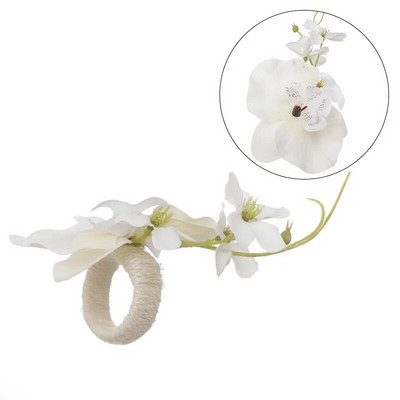 1PC Phalaenopsis salvešu gredzeni zīda ziedu salvetes turētāji gredzenu kāzu Ziemassvētku ballīte restorāna mājas galda dekorēšana