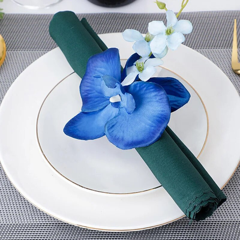 1PC Phalaenopsis salvešu gredzeni zīda ziedu salvetes turētāji gredzenu kāzu Ziemassvētku ballīte restorāna mājas galda dekorēšana