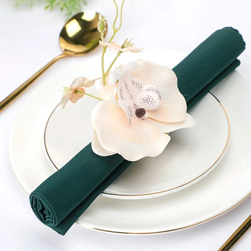 1PC Phalaenopsis salvešu gredzeni zīda ziedu salvetes turētāji gredzenu kāzu Ziemassvētku ballīte restorāna mājas galda dekorēšana