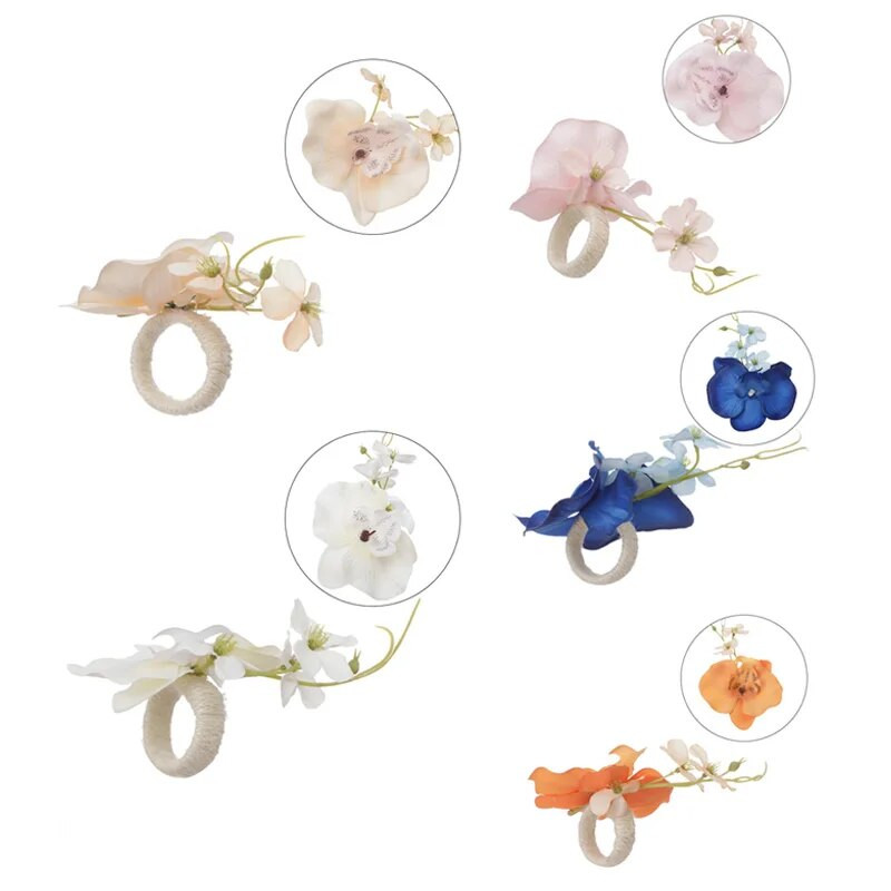 1PC Phalaenopsis salvešu gredzeni zīda ziedu salvetes turētāji gredzenu kāzu Ziemassvētku ballīte restorāna mājas galda dekorēšana
