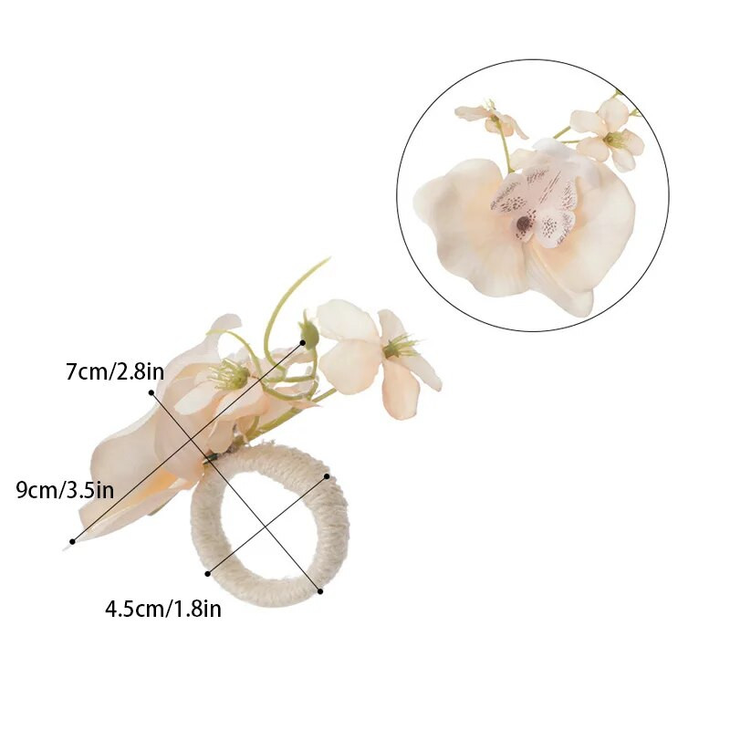 1PC Phalaenopsis salvešu gredzeni zīda ziedu salvetes turētāji gredzenu kāzu Ziemassvētku ballīte restorāna mājas galda dekorēšana