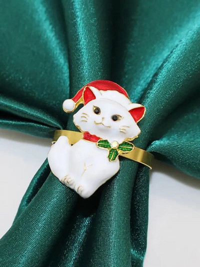 6Gb Ziemassvētku salvešu gredzeni Ziemeļbrieža aļņa salvešu turētāja gredzeni Ziemassvētku Pateicības svētku ballītei Vakariņu galda dekors HWC200