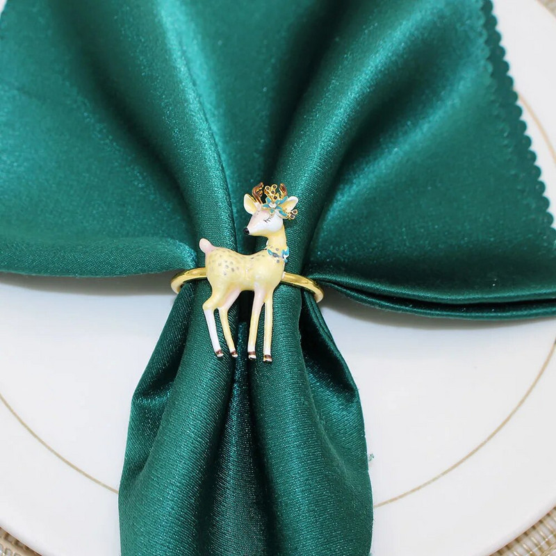 6Gb Ziemassvētku salvešu gredzeni Ziemeļbrieža aļņa salvešu turētāja gredzeni Ziemassvētku Pateicības svētku ballītei Vakariņu galda dekors HWC200