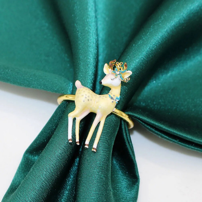 6Gb Ziemassvētku salvešu gredzeni Ziemeļbrieža aļņa salvešu turētāja gredzeni Ziemassvētku Pateicības svētku ballītei Vakariņu galda dekors HWC200