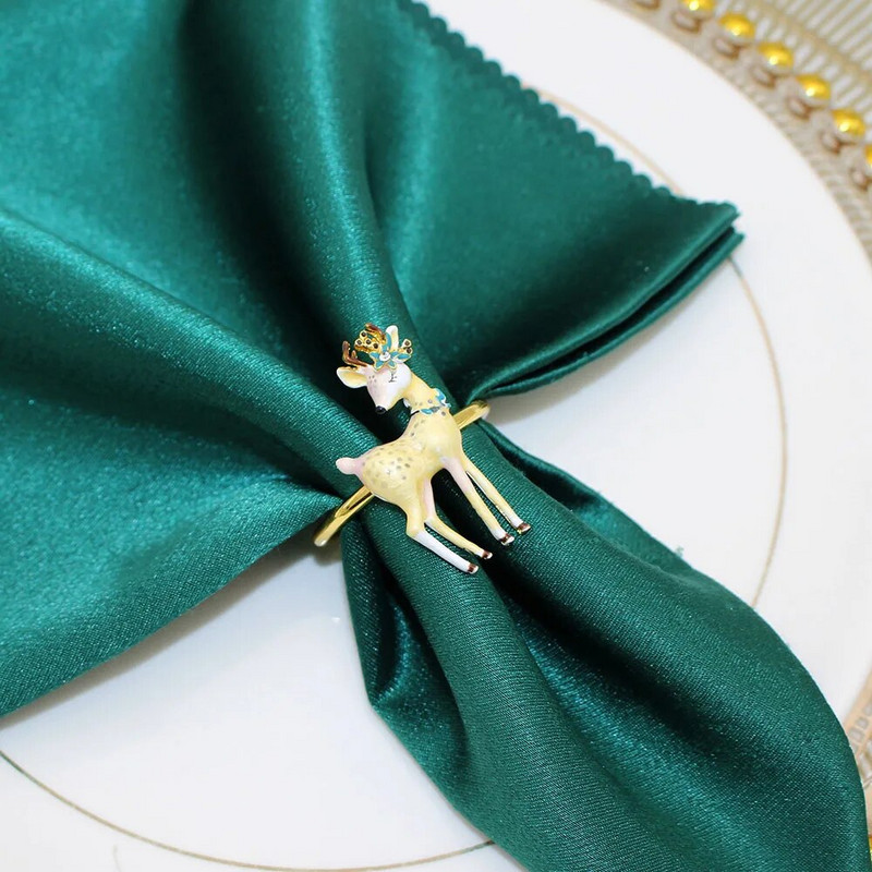 6Gb Ziemassvētku salvešu gredzeni Ziemeļbrieža aļņa salvešu turētāja gredzeni Ziemassvētku Pateicības svētku ballītei Vakariņu galda dekors HWC200