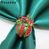 6GAB Ziemassvētku ābolu salvešu gredzeni Rhinestone salvešu turētāji Ziemassvētku kāzu banketu līgavas duša mājas ballītes dekors HWC34