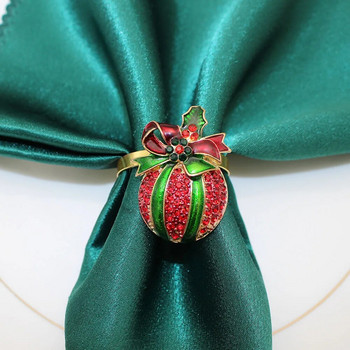 6 τμχ Χριστουγεννιάτικα δαχτυλίδια για χαρτοπετσέτες μήλου Θήκες για χαρτοπετσέτες στρας για χριστουγεννιάτικο γαμήλιο συμπόσιο νυφικό ντους Διακόσμηση πάρτι σπιτιού HWC34
