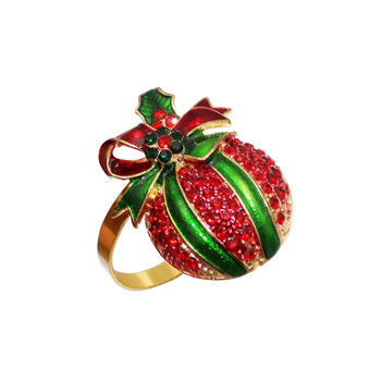 6 τμχ Χριστουγεννιάτικα δαχτυλίδια για χαρτοπετσέτες μήλου Θήκες για χαρτοπετσέτες στρας για χριστουγεννιάτικο γαμήλιο συμπόσιο νυφικό ντους Διακόσμηση πάρτι σπιτιού HWC34