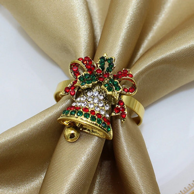 6GAB Ziemassvētku ābolu salvešu gredzeni Rhinestone salvešu turētāji Ziemassvētku kāzu banketu līgavas duša mājas ballītes dekors HWC34