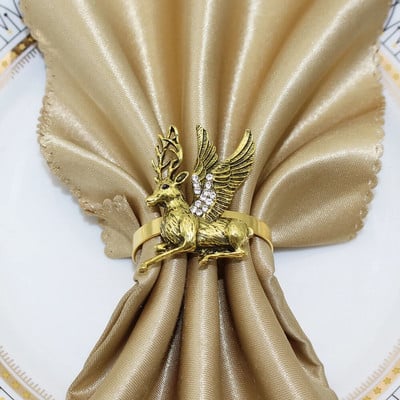 6GAB Ziemassvētku ābolu salvešu gredzeni Rhinestone salvešu turētāji Ziemassvētku kāzu banketu līgavas duša mājas ballītes dekors HWC34