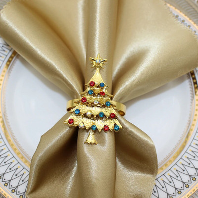 6GAB Ziemassvētku ābolu salvešu gredzeni Rhinestone salvešu turētāji Ziemassvētku kāzu banketu līgavas duša mājas ballītes dekors HWC34