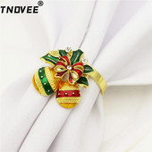 6Gb Ziemassvētku salvešu gredzeni Bell Candy Cane salvešu gredzenu turētāji svētku kāzām Ziemassvētku pusdienu galda dekorēšana ERC31