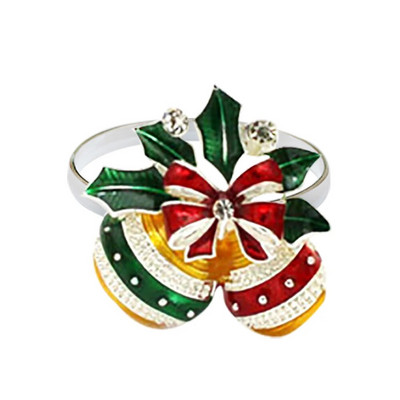 6Gb Ziemassvētku salvešu gredzeni Bell Candy Cane salvešu gredzenu turētāji svētku kāzām Ziemassvētku pusdienu galda dekorēšana ERC31