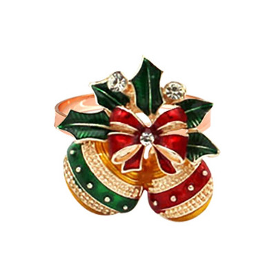 6Gb Ziemassvētku salvešu gredzeni Bell Candy Cane salvešu gredzenu turētāji svētku kāzām Ziemassvētku pusdienu galda dekorēšana ERC31