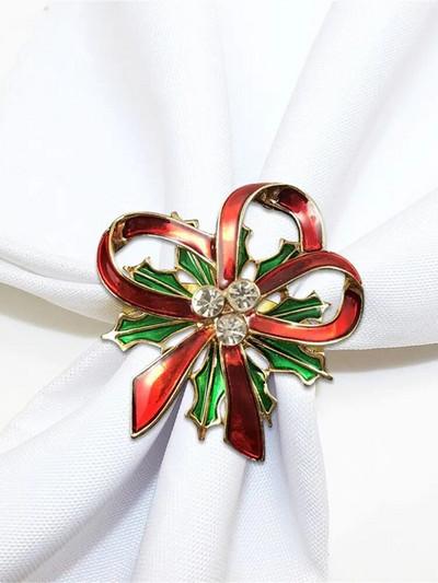 6Gb Ziemassvētku salvešu gredzeni Bell Candy Cane salvešu gredzenu turētāji svētku kāzām Ziemassvētku pusdienu galda dekorēšana ERC31