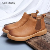 Golden Sapling Vintage Chelsea Boots Μόδα Δερμάτινα Χειμερινά Ανδρικά Παπούτσια Άνετα Leisure Ανδρικά Μποτάκια Κλασικό Επίσημο Παπούτσια