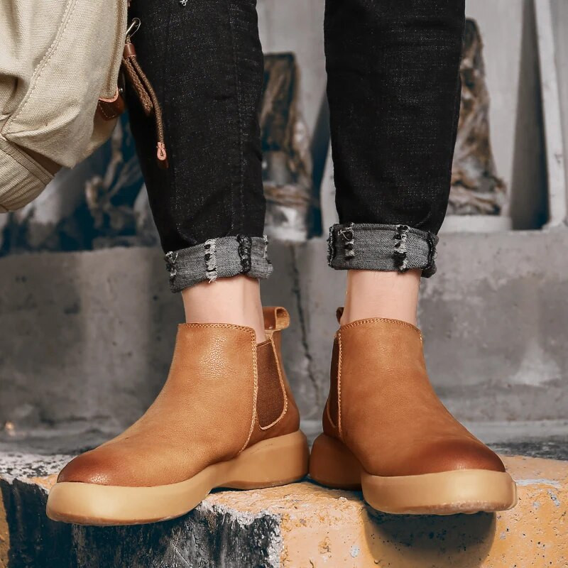 Golden Sapling Vintage Chelsea Boots Μόδα Δερμάτινα Χειμερινά Ανδρικά Παπούτσια Άνετα Leisure Ανδρικά Μποτάκια Κλασικό Επίσημο Παπούτσια