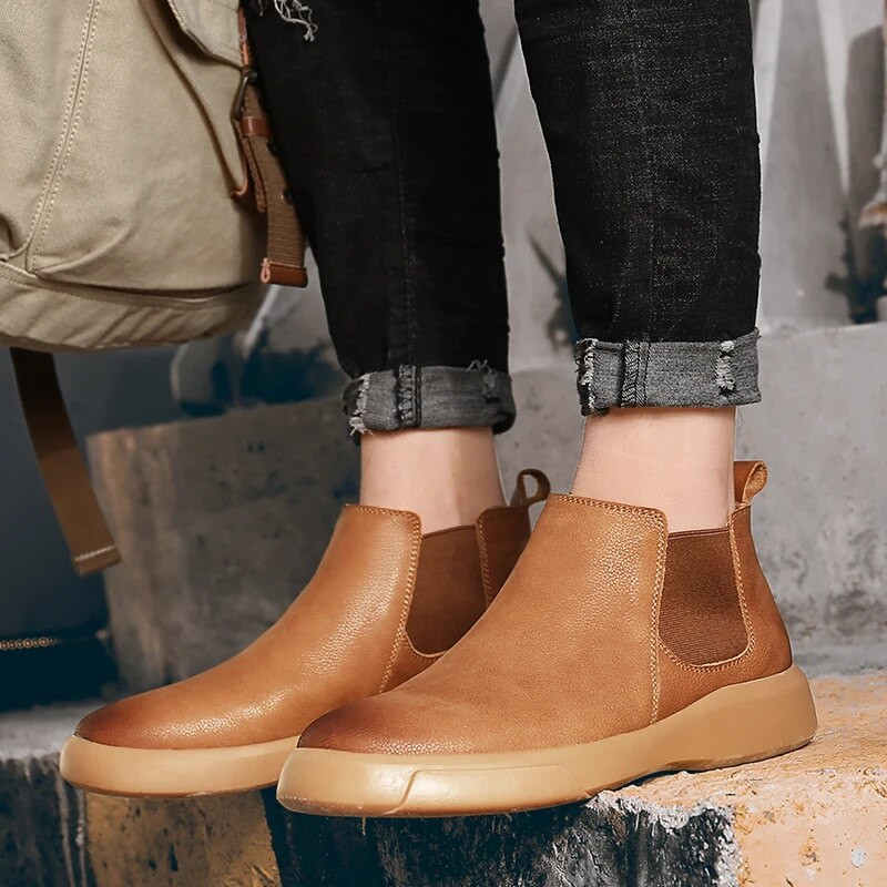 Golden Sapling Vintage Chelsea Boots Μόδα Δερμάτινα Χειμερινά Ανδρικά Παπούτσια Άνετα Leisure Ανδρικά Μποτάκια Κλασικό Επίσημο Παπούτσια