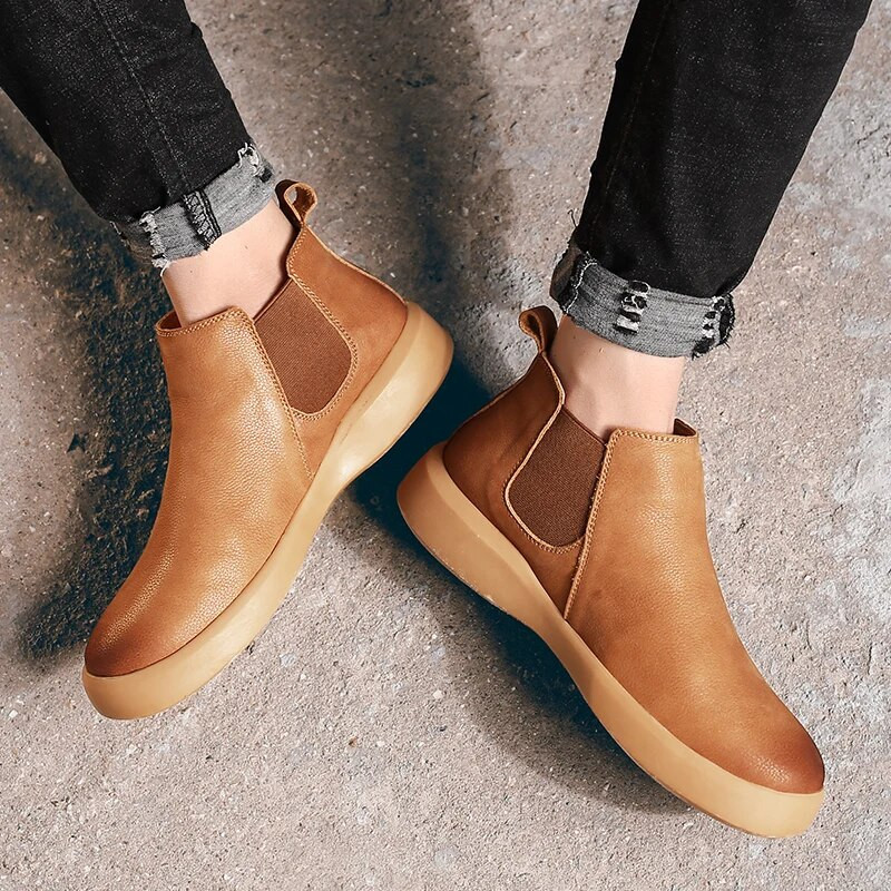 Golden Sapling Vintage Chelsea Boots Μόδα Δερμάτινα Χειμερινά Ανδρικά Παπούτσια Άνετα Leisure Ανδρικά Μποτάκια Κλασικό Επίσημο Παπούτσια