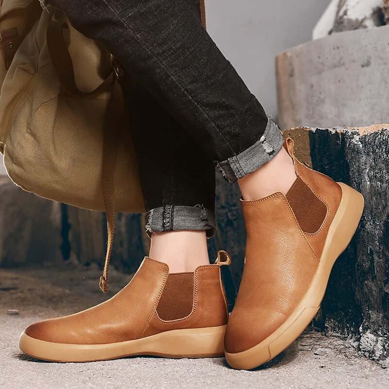 Golden Sapling Vintage Chelsea Boots Μόδα Δερμάτινα Χειμερινά Ανδρικά Παπούτσια Άνετα Leisure Ανδρικά Μποτάκια Κλασικό Επίσημο Παπούτσια