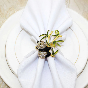 8 τμχ Χαριτωμένο δαχτυλίδι Panda Bamboo Δαχτυλίδι για χαρτοπετσέτα Rhinestone Δαχτυλίδι για το γαμήλιο συμπόσιο του Αγίου Βαλεντίνου Χριστούγεννα Γενέθλια Ημέρα των Ευχαριστιών