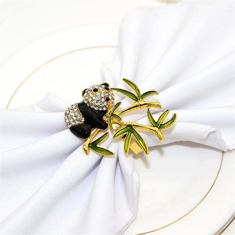 8Gb jauks Pandas bambusa salvešu gredzens Rhinestone salvešu turētāja gredzens kāzu Valentīna banketam Ziemassvētku dzimšanas dienas Pateicības diena