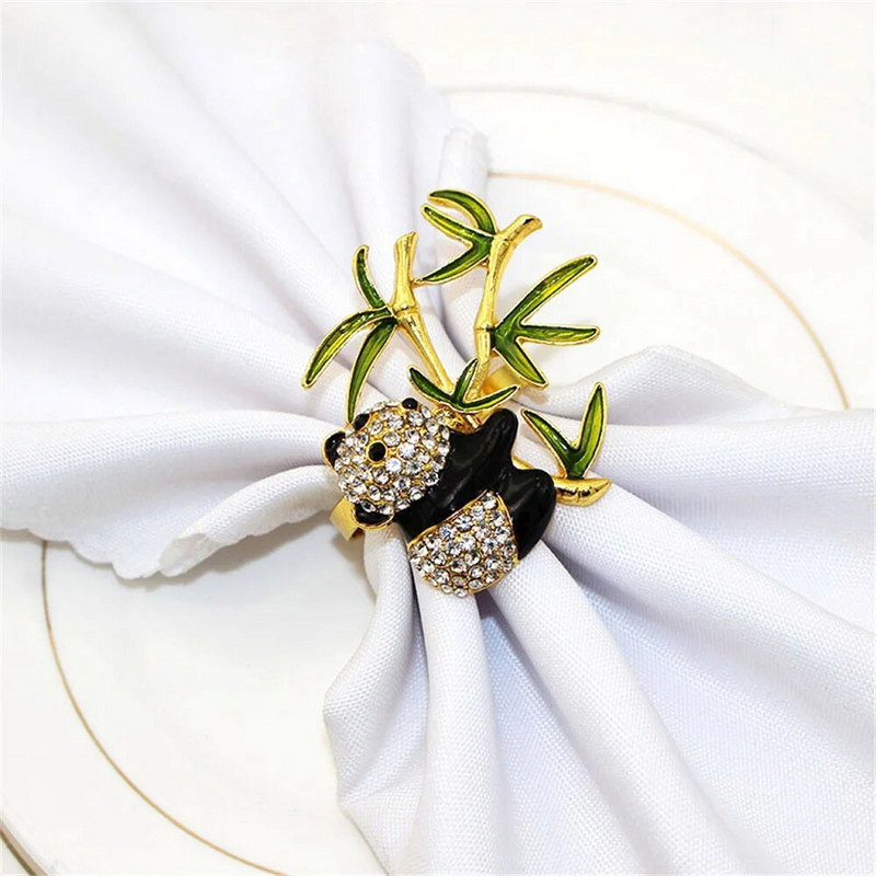 8Gb jauks Pandas bambusa salvešu gredzens Rhinestone salvešu turētāja gredzens kāzu Valentīna banketam Ziemassvētku dzimšanas dienas Pateicības diena