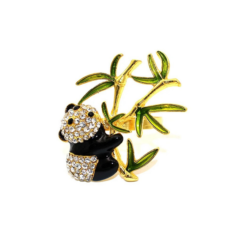 8Gb jauks Pandas bambusa salvešu gredzens Rhinestone salvešu turētāja gredzens kāzu Valentīna banketam Ziemassvētku dzimšanas dienas Pateicības diena