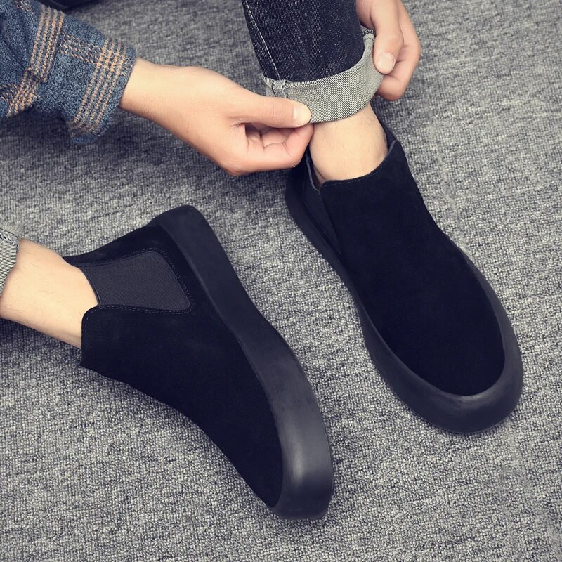 Uued kõrge ülaosaga moesaapad Chelsea meeste saapad Briti vintage nahast saapad meeste vabaaja mustad platvormkingad meestele