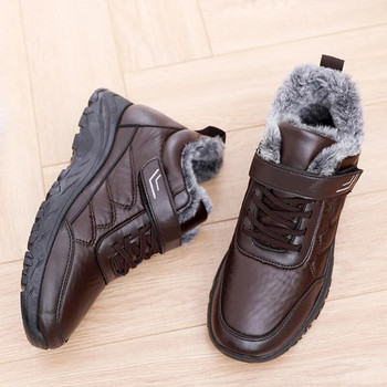 Ανδρικές μπότες Αδιάβροχες μπότες για χιόνι ζεστές γούνες χειμωνιάτικες ανδρικές μπότες βελούδινες μπότες αγκίστρου Αντιολισθητικές δερμάτινες ανδρικές μπότες Pu