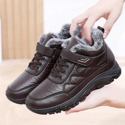 Ανδρικές μπότες Αδιάβροχες μπότες για χιόνι ζεστές γούνες χειμωνιάτικες ανδρικές μπότες βελούδινες μπότες αγκίστρου Αντιολισθητικές δερμάτινες ανδρικές μπότες Pu