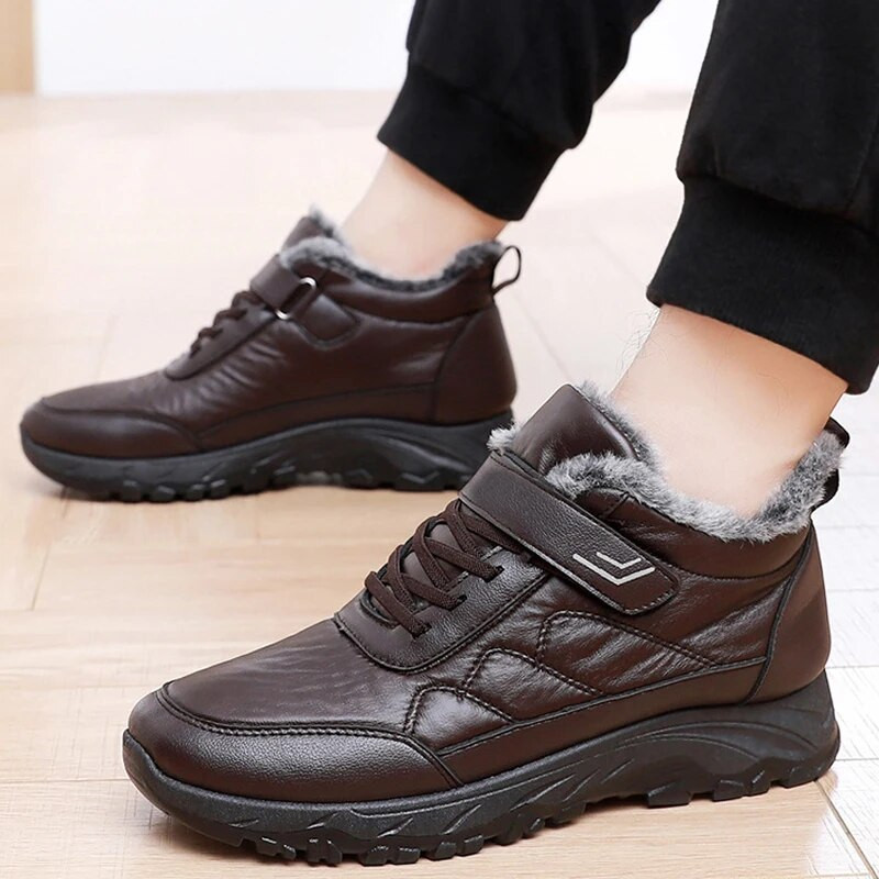 Ανδρικές μπότες Αδιάβροχες μπότες για χιόνι ζεστές γούνες χειμωνιάτικες ανδρικές μπότες βελούδινες μπότες αγκίστρου Αντιολισθητικές δερμάτινες ανδρικές μπότες Pu