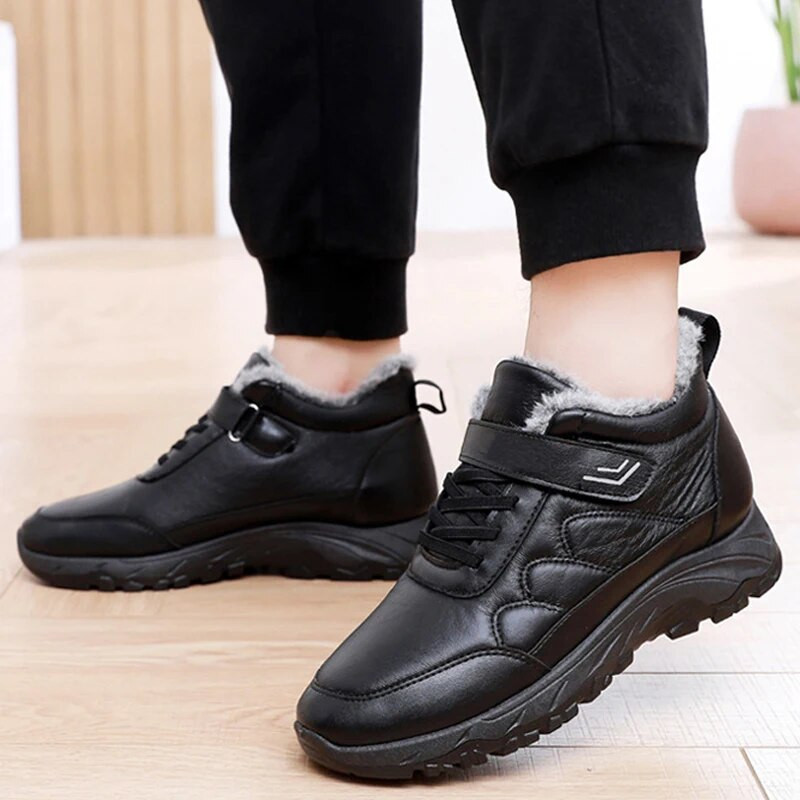 Ανδρικές μπότες Αδιάβροχες μπότες για χιόνι ζεστές γούνες χειμωνιάτικες ανδρικές μπότες βελούδινες μπότες αγκίστρου Αντιολισθητικές δερμάτινες ανδρικές μπότες Pu