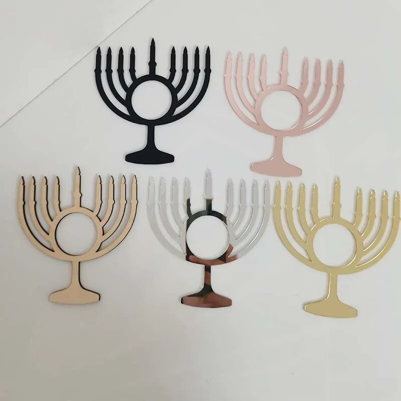 12gab Hanukas sveces ebreju salvešu turētājs, akrils Izraēlas ebreju Hanukas sveces salvešu gredzens
