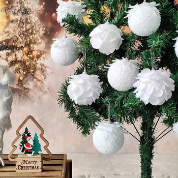 3ΤΜ/Κουτί 8cm Λευκή Χριστουγεννιάτικη Μπάλα Χριστουγεννιάτικο Δέντρο Κρεμαστό Κρεμαστό Λουλούδι Αφρός Χιονόμπαλα Χριστουγεννιάτικα Διακοσμητικά για το Σπίτι Πρωτοχρονιά 2024