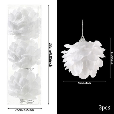 3ΤΜ/Κουτί 8cm Λευκή Χριστουγεννιάτικη Μπάλα Χριστουγεννιάτικο Δέντρο Κρεμαστό Κρεμαστό Λουλούδι Αφρός Χιονόμπαλα Χριστουγεννιάτικα Διακοσμητικά για το Σπίτι Πρωτοχρονιά 2024