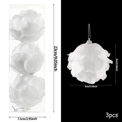 3ΤΜ/Κουτί 8cm Λευκή Χριστουγεννιάτικη Μπάλα Χριστουγεννιάτικο Δέντρο Κρεμαστό Κρεμαστό Λουλούδι Αφρός Χιονόμπαλα Χριστουγεννιάτικα Διακοσμητικά για το Σπίτι Πρωτοχρονιά 2024